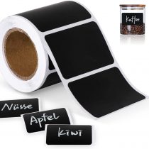 ilauke 150 Waterproof Chalkboard Labels Reusable Blackboard Stickers on a Roll for Jars, Canisters, Kilner Jars, Scrapbooking, 60 x 40 mm