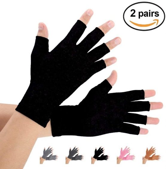 2 Pairs Arthritis Gloves, Compression Gloves Support and Warmth for Hands, Finger Joint, Relieve Pain from Rheumatoid Arthritis, Osteoarthritis, Carpal Tunnel, Tendonitis (Gray, Small)