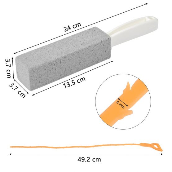 FOCCTS 2 Pcs Foot Care/Toilet Pumice Cleaning Stone with Handle Dead Hard Skin Callus Remover and Clean Hard Water Ring Rust Stain of Toilet/Bathtub with Extra Drain Snake Pipe Cleaner - Image 2