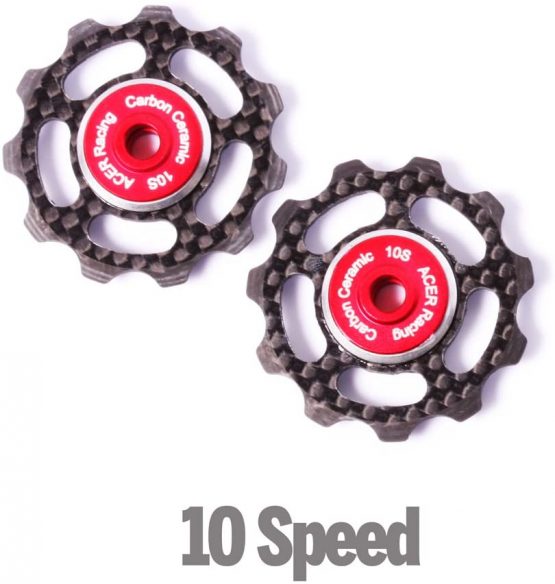 ACER Racing One Pair Acerfiber Carbon Fibre Jockey Wheels With Ceramic Ball Bearings For 10 Speed Derailleurs
