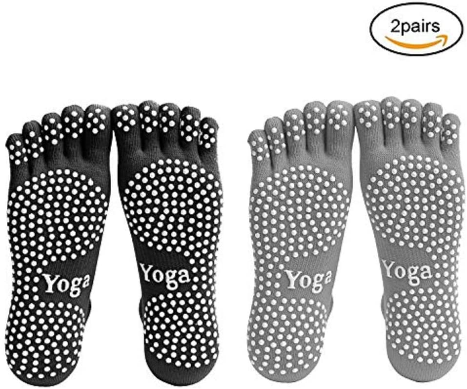 EQLEF® Men Yoga Socks 5toe with Full Grip 2 Pairs BigaMart