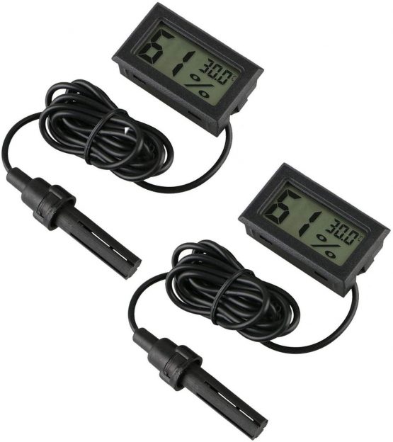 Digital Thermometer Hygrometer,INRIGOROUS Pack of 2 Hygrometer Thermometer Mini Probe Thermometers Temperature Humidity Gauge Meter for Reptile Incubator Aquarium Poultry Office Living Room (2 Pack)