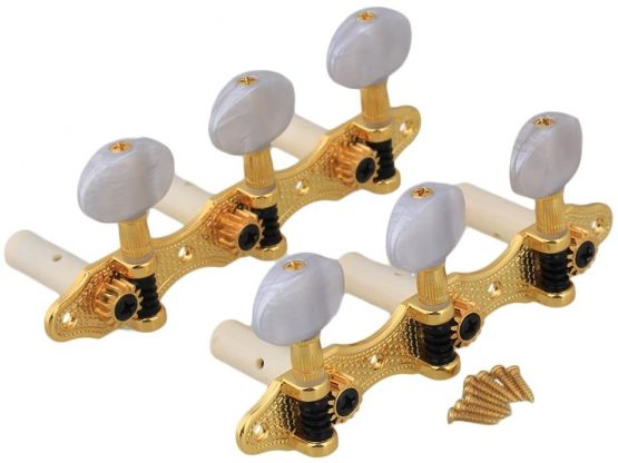 BQLZR Golden Plated Classical Guitar Tuners Machine Heads Pearled Tuning Pegs