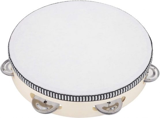 Tambourine for Church 8 inch Hand Held Drum Bell Birch Metal Jingles Percussion Musical Educational Instrument for KTV Party Kids Games by Musfunny (8 inch) - Image 4