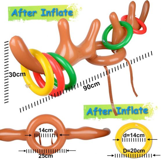 AniSqui Inflatable Reindeer Antler Game, 2 Inflatable Antler, 12 Rings Inflatable Reindeer Ring Toss Christmas Party Games, Christmas Family Games - Image 4