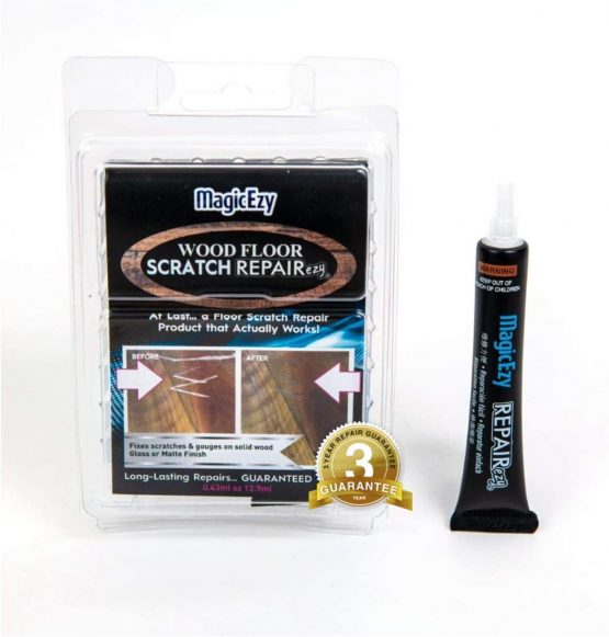 MagicEzy Wood Floor Scratch Repairezy – Easy Repairs for Scratches and Gouges in Polished Wood Floors and Furniture - Ultra Strong – Clear