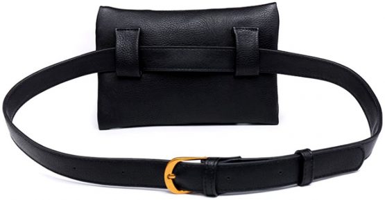 Meliya Fashion Women Waist Bag Mini PU Leather Travel Bumbag Retro Fanny Pack Cell Phone Pouch Tassels (Black) - Image 3