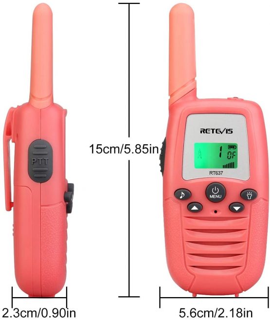 Retevis RT637 Walkie Talkies for Kids Aged 6-12, Toys Gifts with Flashlight, Long Range 16CH VOX Rechargeable for Children Family Travel Vocation Outdoor Indoor Games (1 Pair, Pink) - Image 3
