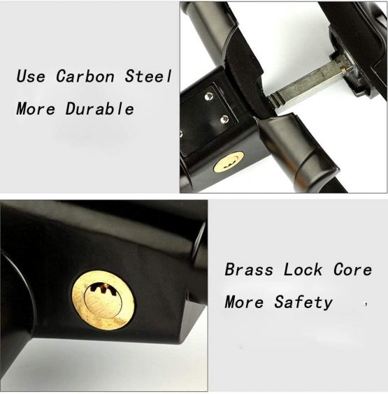 MEETOZ Universal Security Anti Theft Retractable Heavy Duty Car Steering Wheel Lock with 2 Keys - Yellow - Image 3