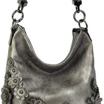 3D Flower Soft Leather Detachable Braided Handle Spacious Tote Shoulder Handbag For Women (Antique Silver)