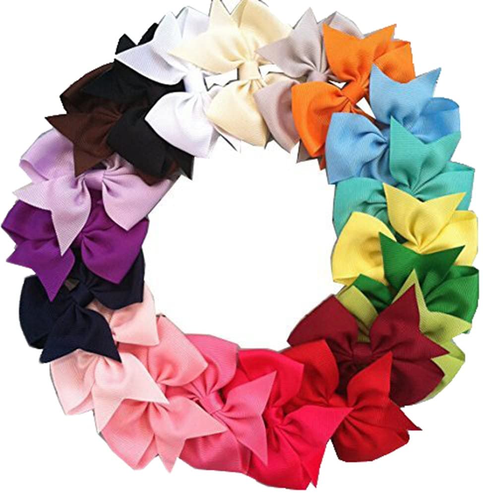 JOYOYO 20 Pcs Hair Bows for Toddler Girls Grosgrain Ribbon Bows with Alligator Clips Medium Size 3.5 Inch