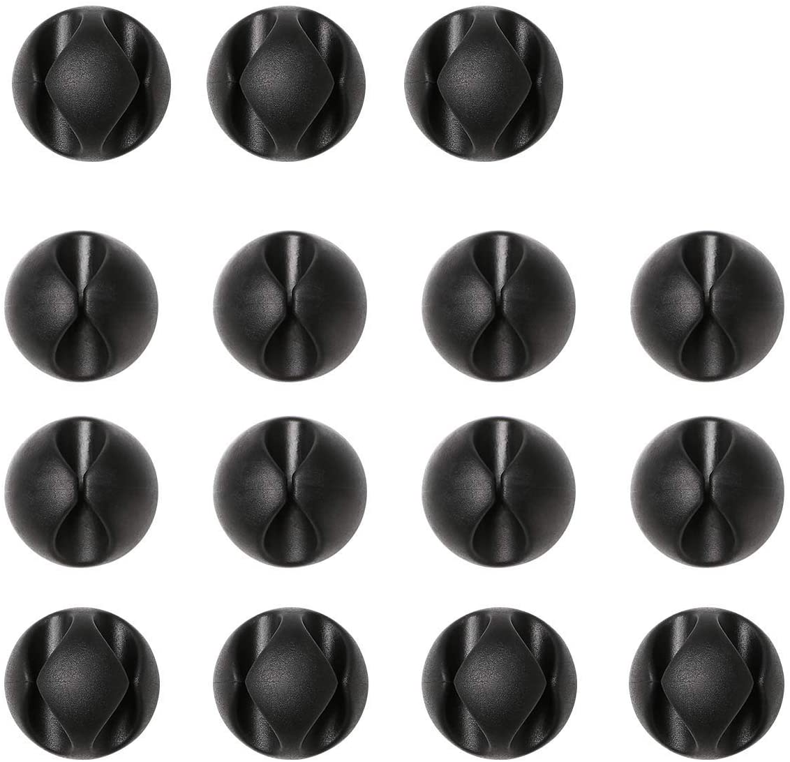 URAQT Cable Clips Holders, 15pcs Cable Tidy Clips Management, Desktop Cord Holder