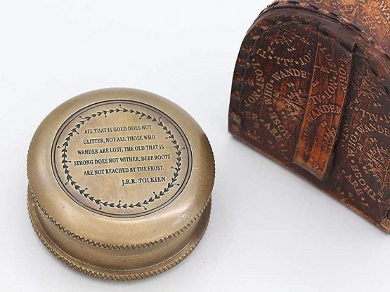 Nautical Replica Hub Beautiful Brass Pocket Compass - Watch Type Compass & Case - Image 2