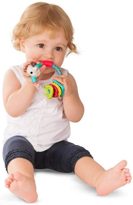 Sophie la girafe Multi Textured Rattle Natural Teether, Blue - Image 3