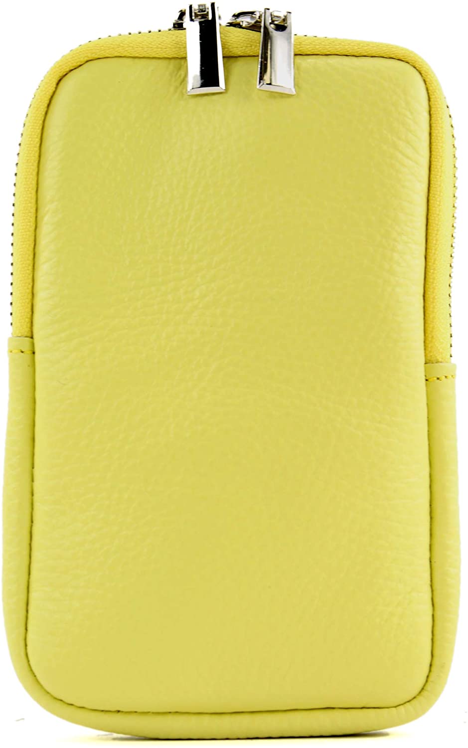 modamoda de - T197 - ital. Leder Umhänge- / Handytasche Klein, Colour:Pastellgelb, Pastel Yellow, XS