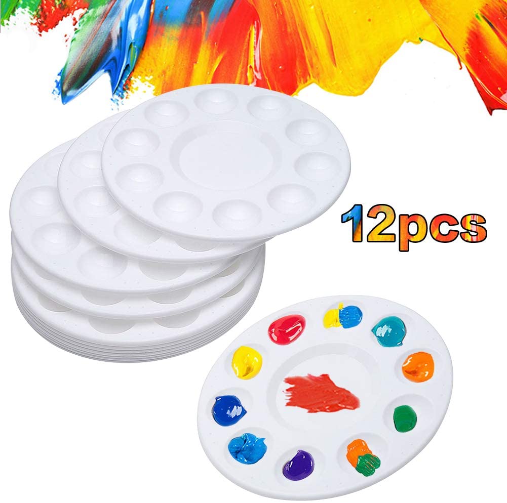 Hulameda 12 Pcs Paint Palettes, Paint Palette Tray Plastic for Kids and Adults to Create DIY Craft Professional Art Painting