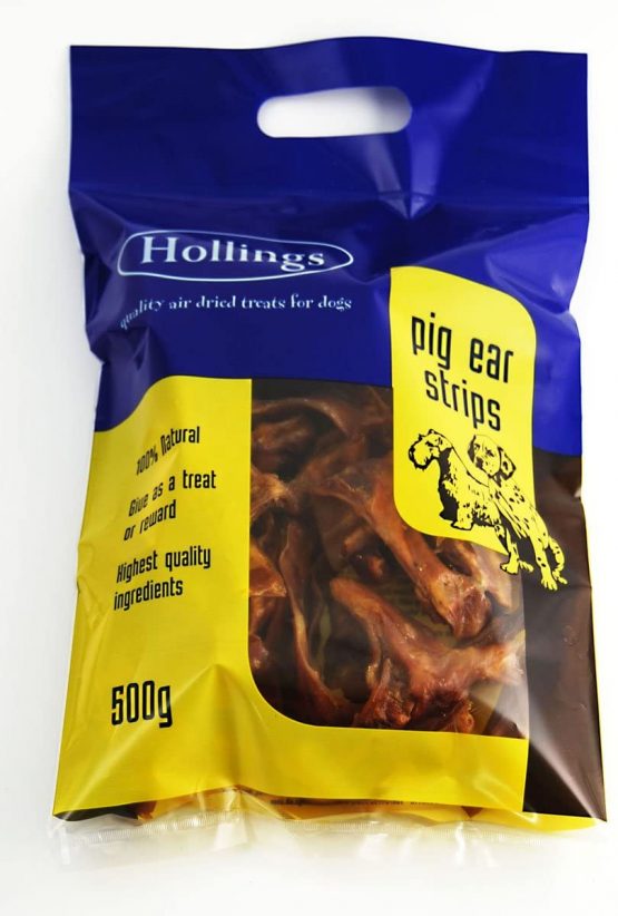 Hollings Pig Ear Strips Dog Treat, 500 g, transparent