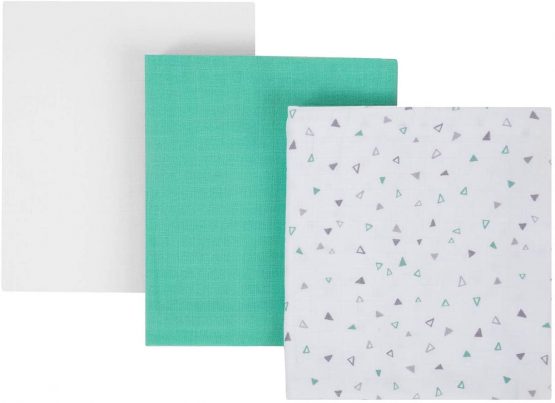 Clevamama Bamboo Muslin Cloth Set - Grey/Mint (3pk), - Image 4