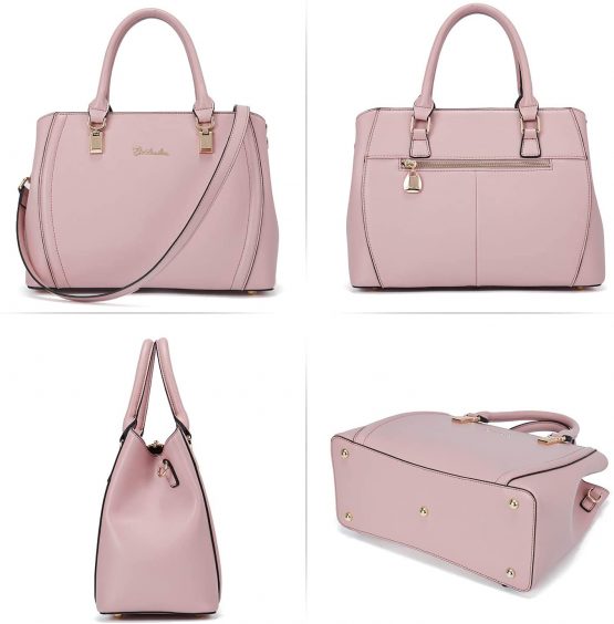 BOSTANTEN Women Leather Handbag Top Handle Shoulder Bag Designer Tote Bag Fashion Crossbody Bag for Ladies Pink - Image 4