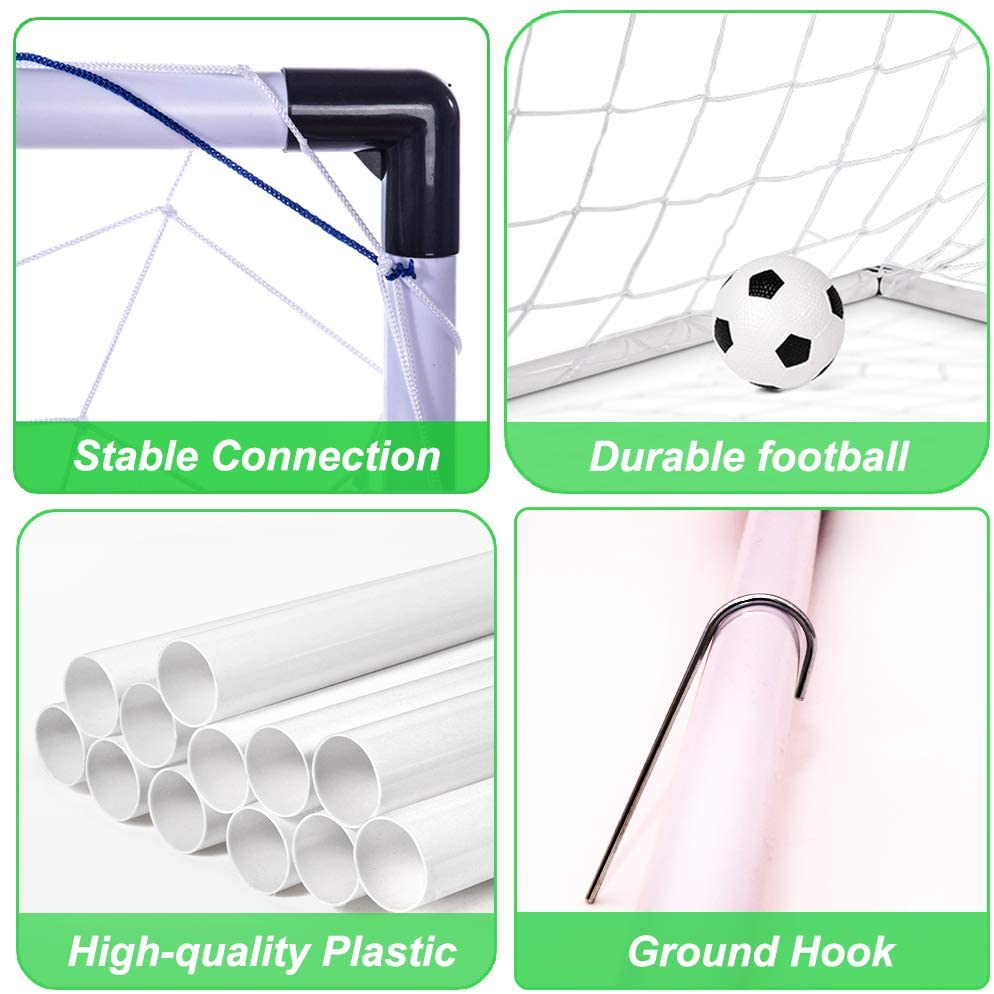 Dreamon Set of 2 Kids Football Goal Post Net with Ball Pump Indoor Outdoor Soccer Sport Games Children Training Practice Toy Set - Image 3