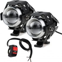 PROZOR Motorcycle Headlights with Switch Motorcycle Front Spotlights 2 Piece 125W 3000LM U5 LED Motorcycle Fog Lights with Universal 3-Button Switch