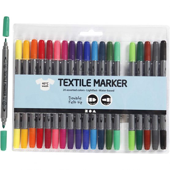 Creativ Fabric Textile Markers, Double Tip, Assorted (Pack of 20)