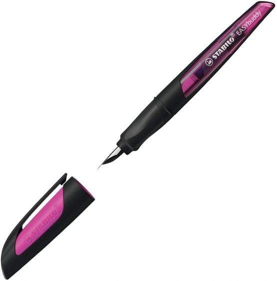 Ergonomic School Fountain Pen - STABILO EASYbuddy A Nib Black/Magenta - Image 3