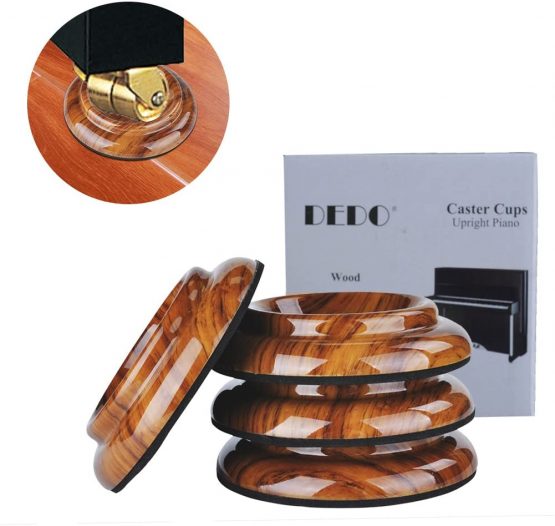 Set of 4, Upright Piano Pad Mats ABS Plastic Piano Caster Cups Gripper, 300kg Load Bearing Sturdy Durable, Rose Wood Grain
