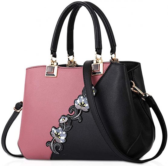 NICOLE & DORIS Handbags fashionable women's handbags for ladies flower pattern crossbody bags splicing color shoulder bags Pink
