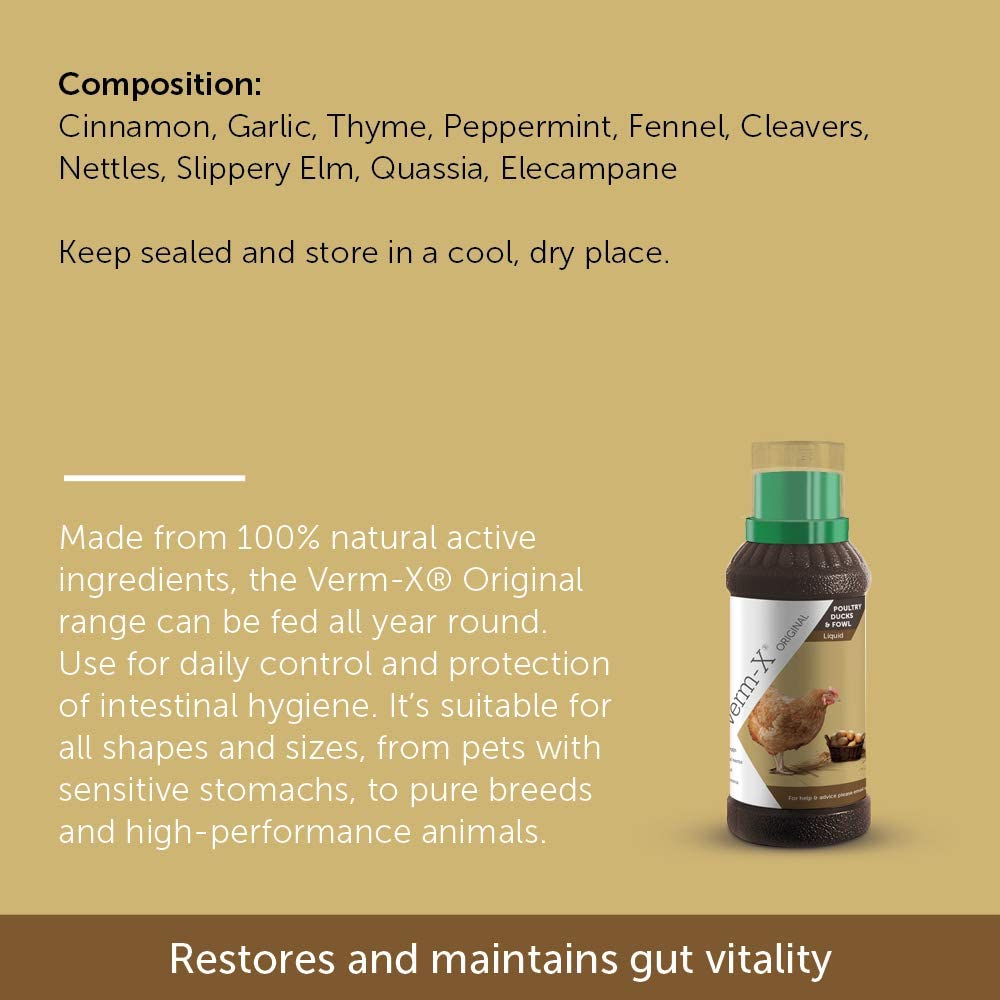 Verm-X 100% Natural Liquid for Poultry. Supports Intestinal Hygiene. Vet Approved. UFAS Assured. Contains Prebiotic for Gut Biome. Restores and Maintains Gut Vitality. Wormwood Free - Image 2