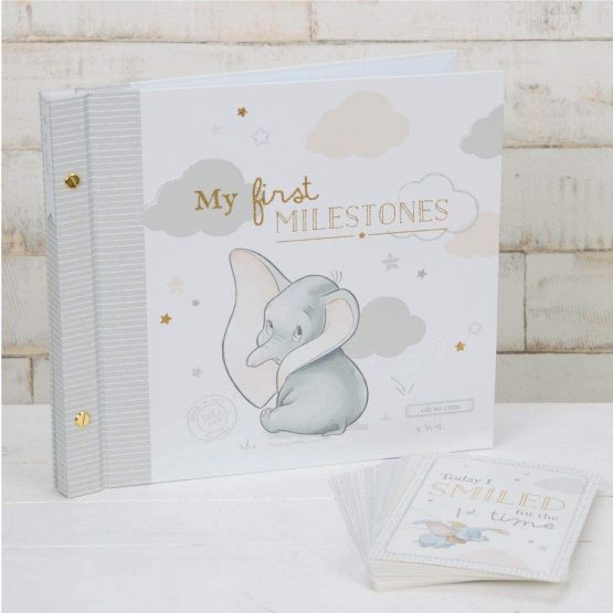 Disney Baby Dumbo Elephant Photo Album & Milestone Card Boxed Set