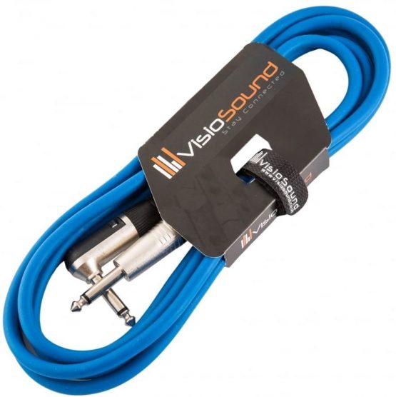 Guitar Lead 6.35mm 1/4" Mono Jack to Angled Jack/Instrument Cable / 6 Colours 3m Black