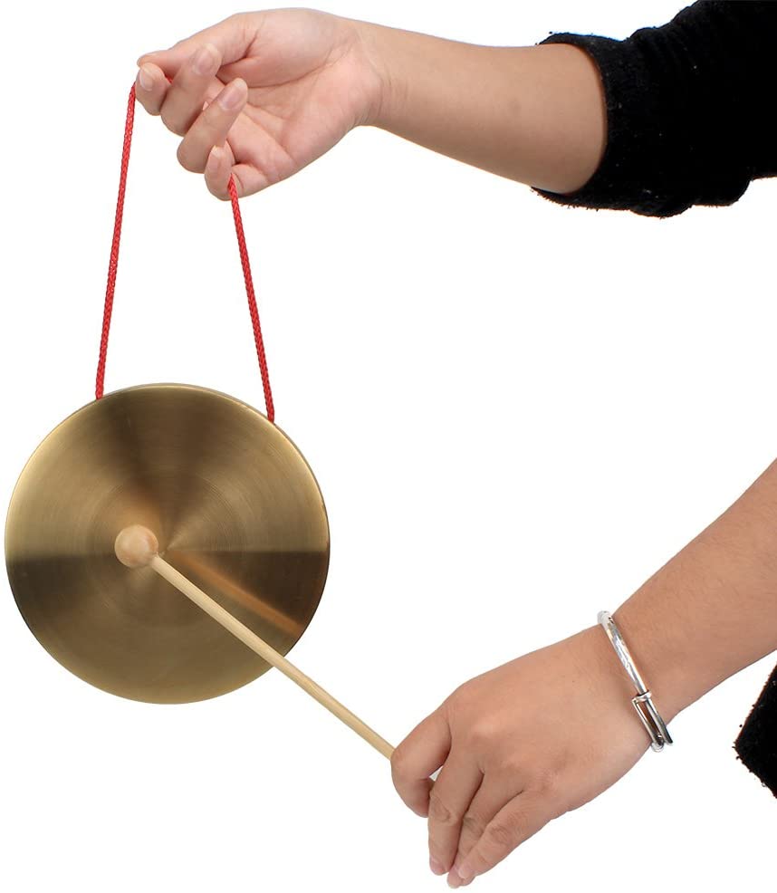 Yibuy 150mm Brass Instruments Copper Cymbals Opera Gong with Round Play Hammer Drumstick - Image 3