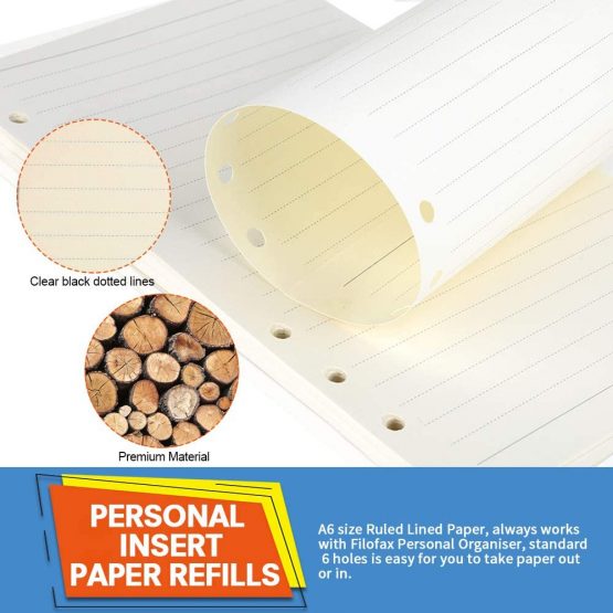 Teenitor 2 Packs Personal Refills Paper + A6 Index Dividers +2 Pcs Binder Envelope Pockets + 320 Pcs Sticky Tabs - A6 Refillable Notebook Lined Paper, Colorful Subject Dividers with PET Index Flags - Image 3