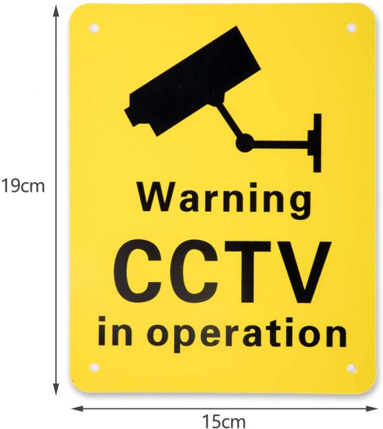 4 Pack Pre-Drilled CCTV Warning Signs CCTV in Operation Signs, Plastic Signs for Outdoor Use, 150 x 190 mm - Image 2