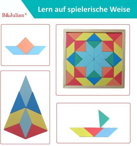B&Julian MZ1106-4530 Tile Geometry Puzzle Multi-Coloured - Image 4