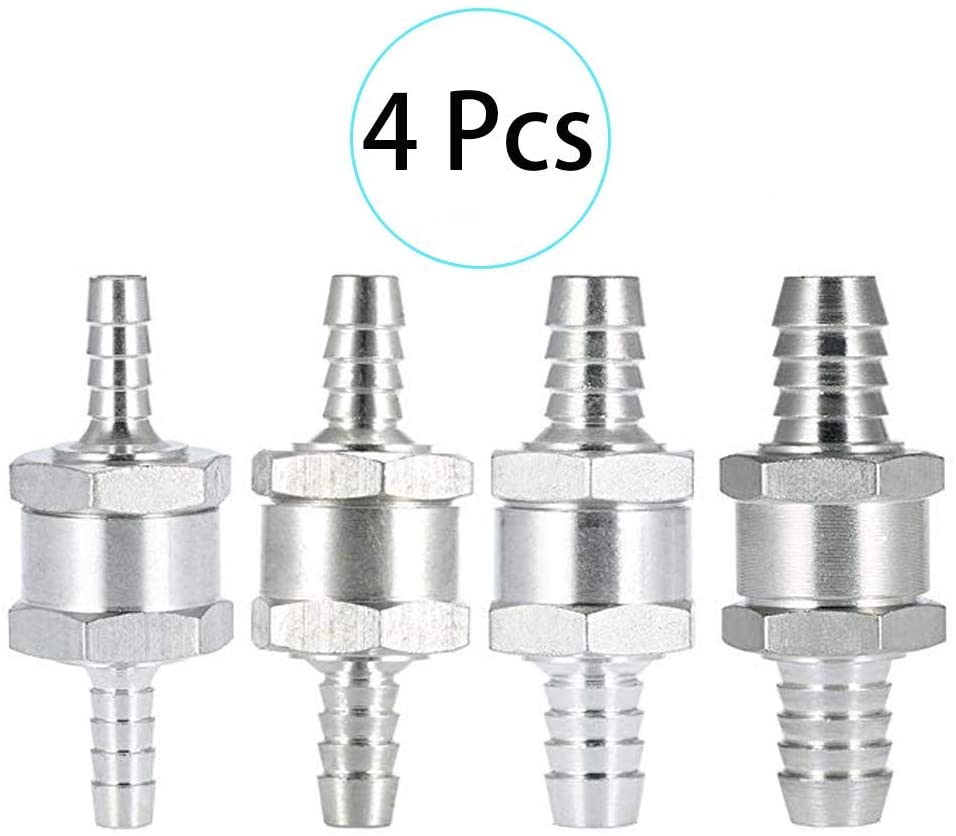 4 pcs One Way aluminium Fuel Non Return Check Valve(6 8 10 12mm) for Petrol Diesel Oil water Chrome Car Auto Carburettor Low Pressure Systems Aluminium Fuel Hose