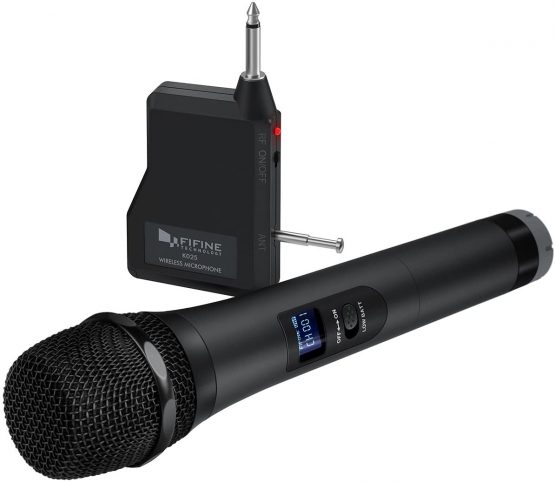 Wireless Microphone,FIFINE Handheld Dynamic Microphone Wireless mic System for Karaoke Nights and House Parties to Have Fun Over the Mixer,PA System,Speakers-K025