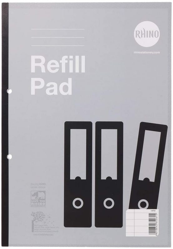 RHINO Stationery A4 Refill Pad 160 Page | 8mm Ruled with Margin | Side Bound Notepad Grey | School Notepad Quality Writing Paper - Image 2