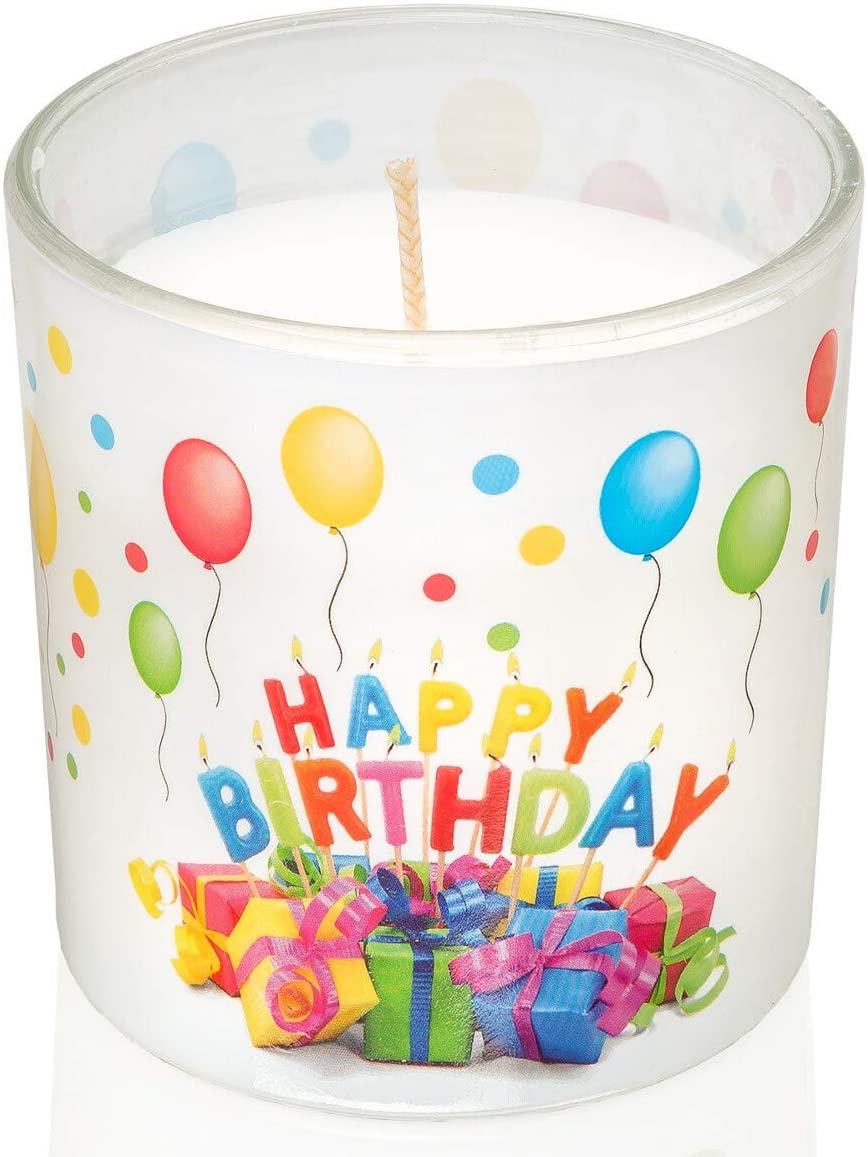 Smart Planet® Set of 4 Happy Birthday Candles in Glass, Birthday Candle Beautiful Gifts Motif Gift Idea for Birthday - Image 3