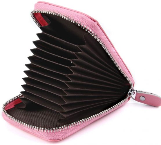 Credit Card Holders Women Ladies Leather Credit Card Wallets for Women Credit Card Holder Women RFID Protector (Pink)