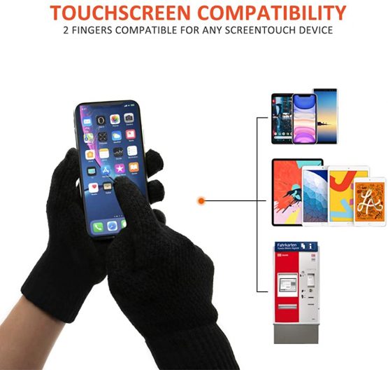 DOVAVA Mens Touchscreen Gloves Knit Thermal Winter Sports Gloves One Size Fit All Soft Lining Inside - Image 4