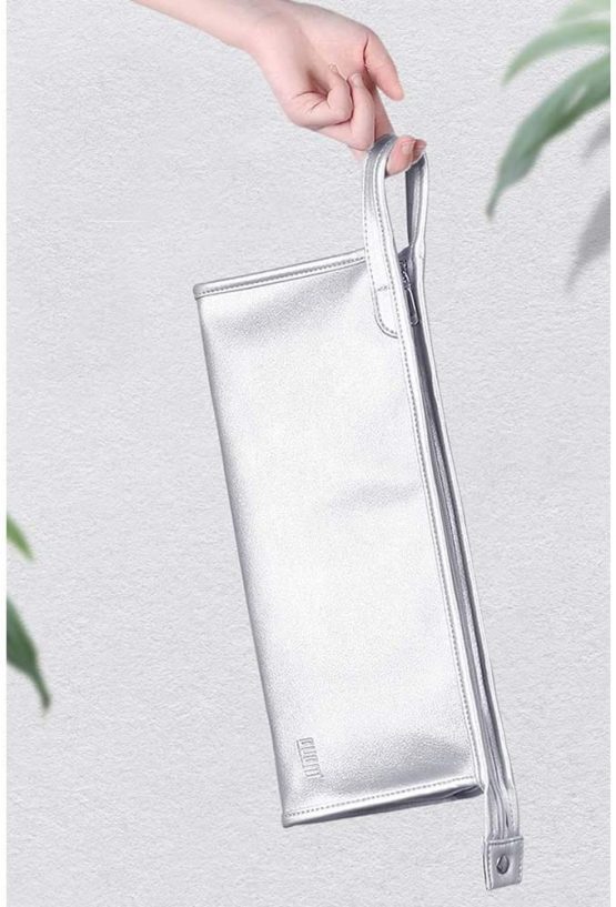 HENGSI Travel Case Bag Organiser for Dyson Airwrap Styler, Waterproof PU Leather (Silver) - Image 4