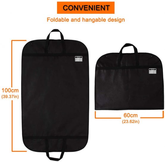 STEVOY 40" Suit Carrier Bag, Clothes Covers with Handles for Travel, Foldover Breathable Garment Bag with Handles and Gusset, 60cm*100cm - Image 2