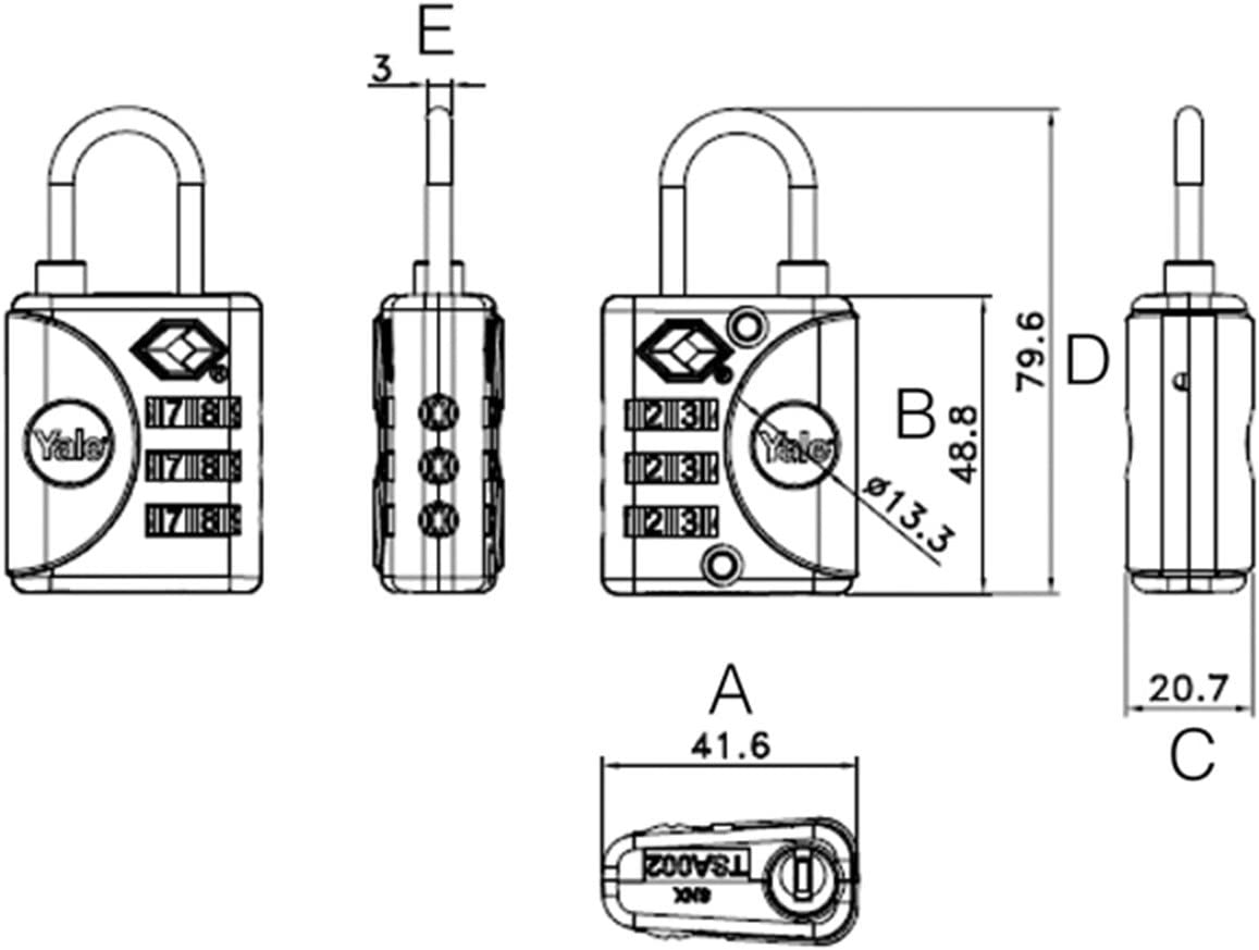 Yale - YTP1/32/119/1 Standard Security Travel Sentry® Approved Padlock with Inspection Indicator, Silver, 32 mm - Image 2