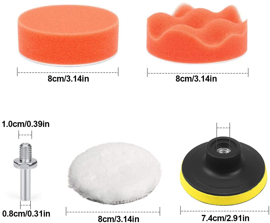 26PCS 3 inch Polishing Waxing Buffing Pads Kit, 22pcs Polishing Pads with 2pcs M10 Drill Adapters - Image 3