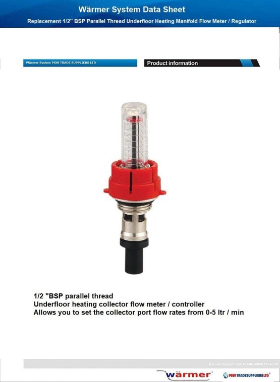 Underfloor Heating Manifold Flow Meter/Regulator Wärmer System PSW Trade SUPPLIERS LTD - Image 2