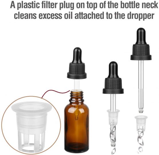 Hyber&Cara Amber Glass Bottle with Glass Pipette, 6 X 30ml / 1oz Dropper Bottles Refillable for Essential Oil Aromatherapy Blends - Image 4
