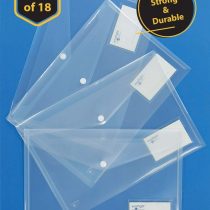 Eastlight Clear Plastic Wallets Fits A4 & Foolscap, Folders Document Popper Files Wallets with Pocket [ Pack of 18 ]