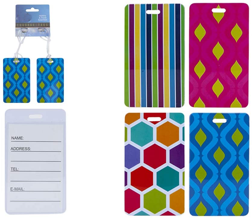 SHINE Silicone Luggage Tags Modern Travel Bag Suitcase ID Card Holder Variety Design Pack of 4 Modern Tags
